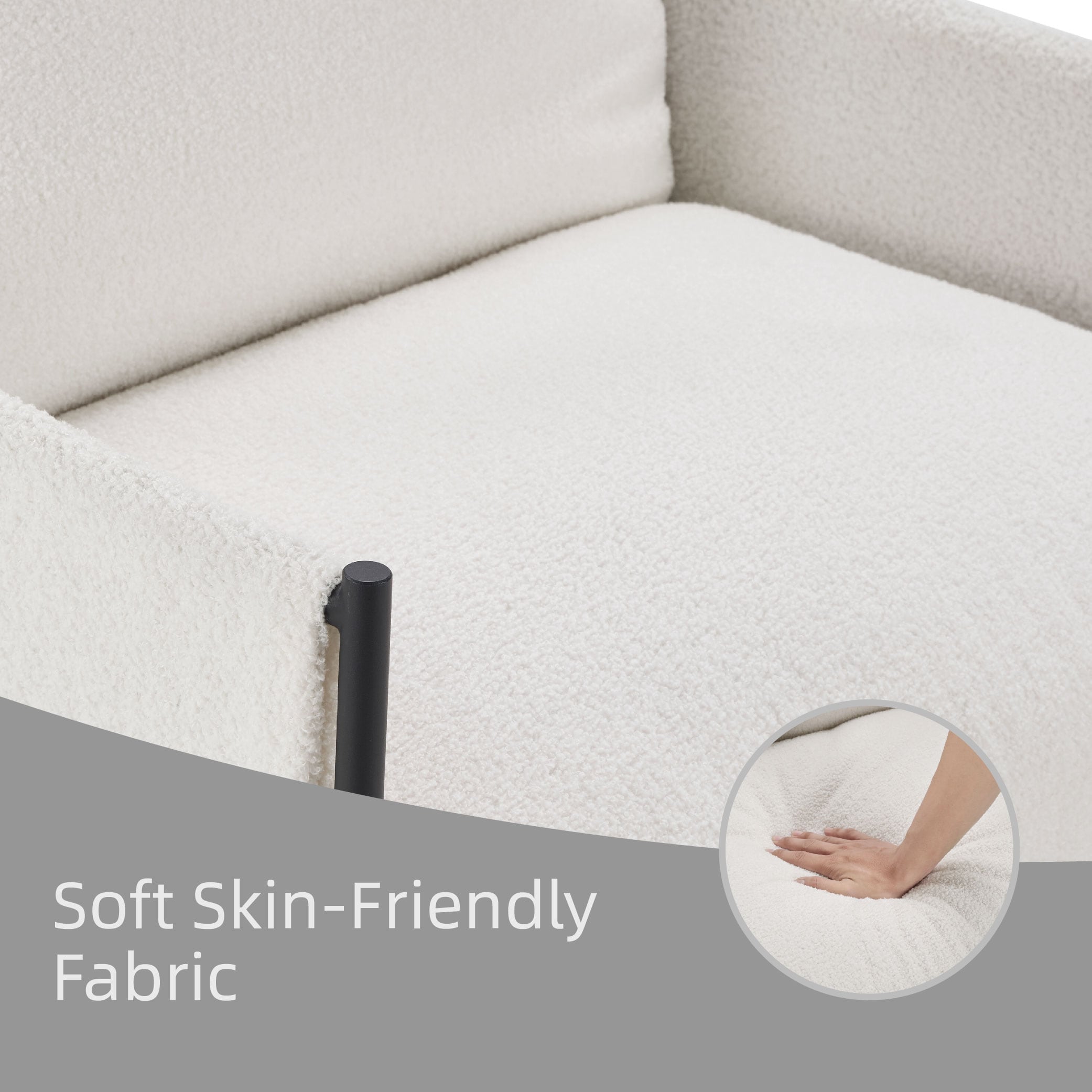 Modern Accent Chair, Comfy Chair With Removable Cushion, Vanity Chair With Wood Armrests For Living Room, Bedroom, White_voghion.com